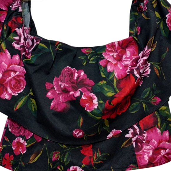 7th Avenue Design Studio Women's XL Coquette Floral Off Shoulder Cropped Top - Picture 4 of 4